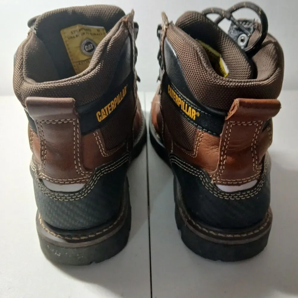 Caterpillar CAT Men's Brown Leather Alaska 2.0 Steel Toe Work Boots Size 8.5